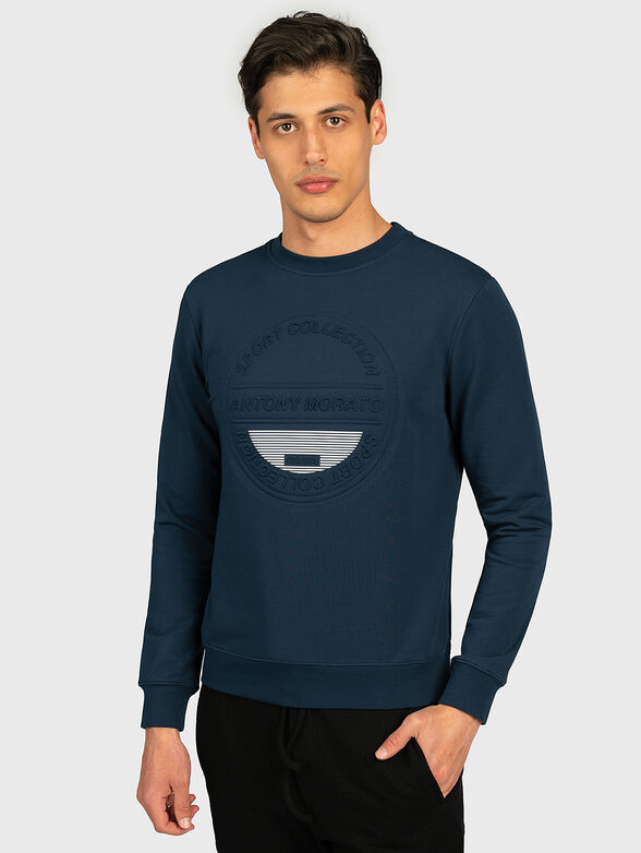 Blue sweatshirt with embossed details - 1