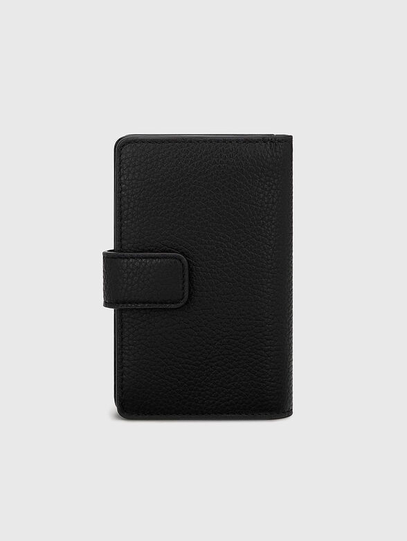 Black leather wallet with logo accent - 2