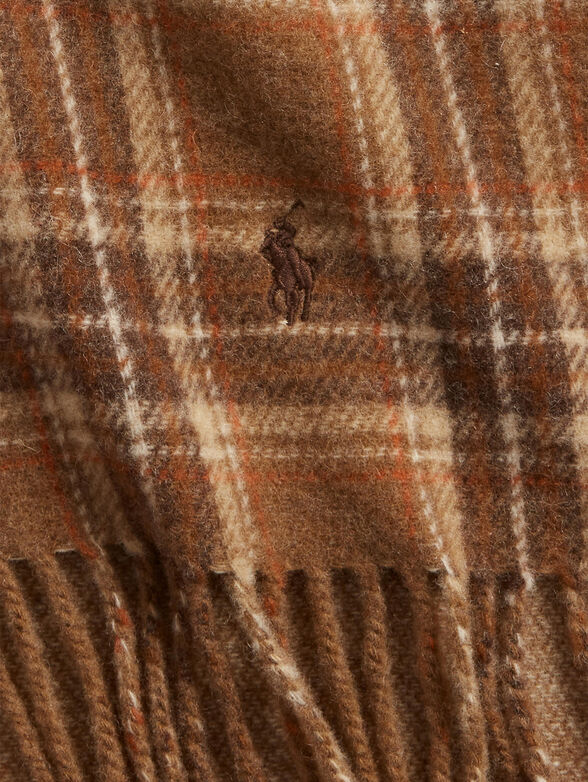 Brown plaid wool blend scarf - 2