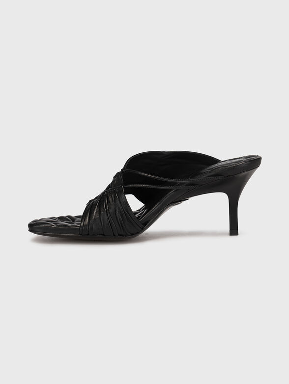 Leather mules a heel - 4