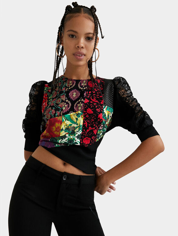 Blouse with lace sleeves - 1