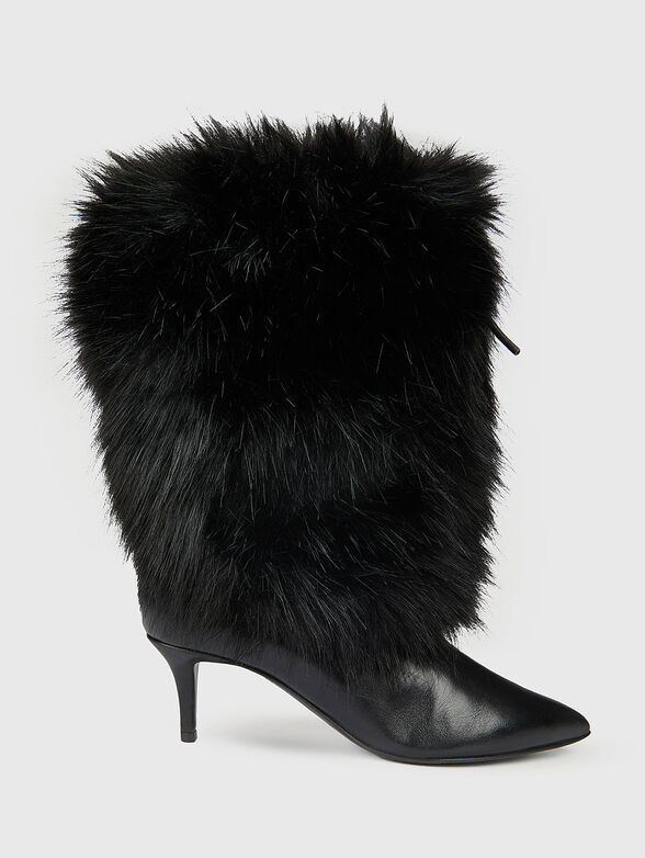Nappa leather heeled boots and faux fur - 1
