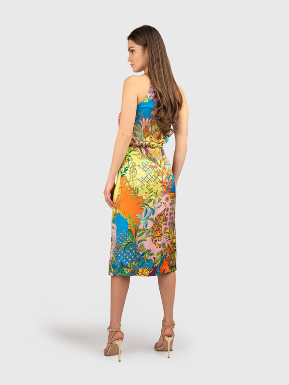 Midi dress with floral motif and slit - 2
