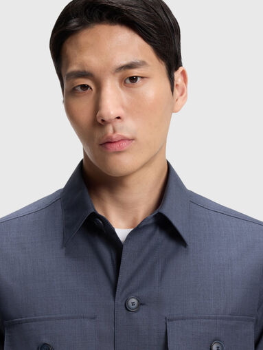 Dark blue wool shirt - 4