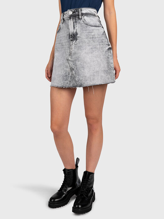 Denim skirt with worn-out effect
