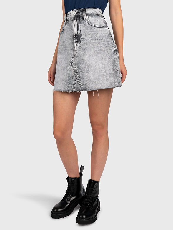 Denim skirt with worn-out effect - 1