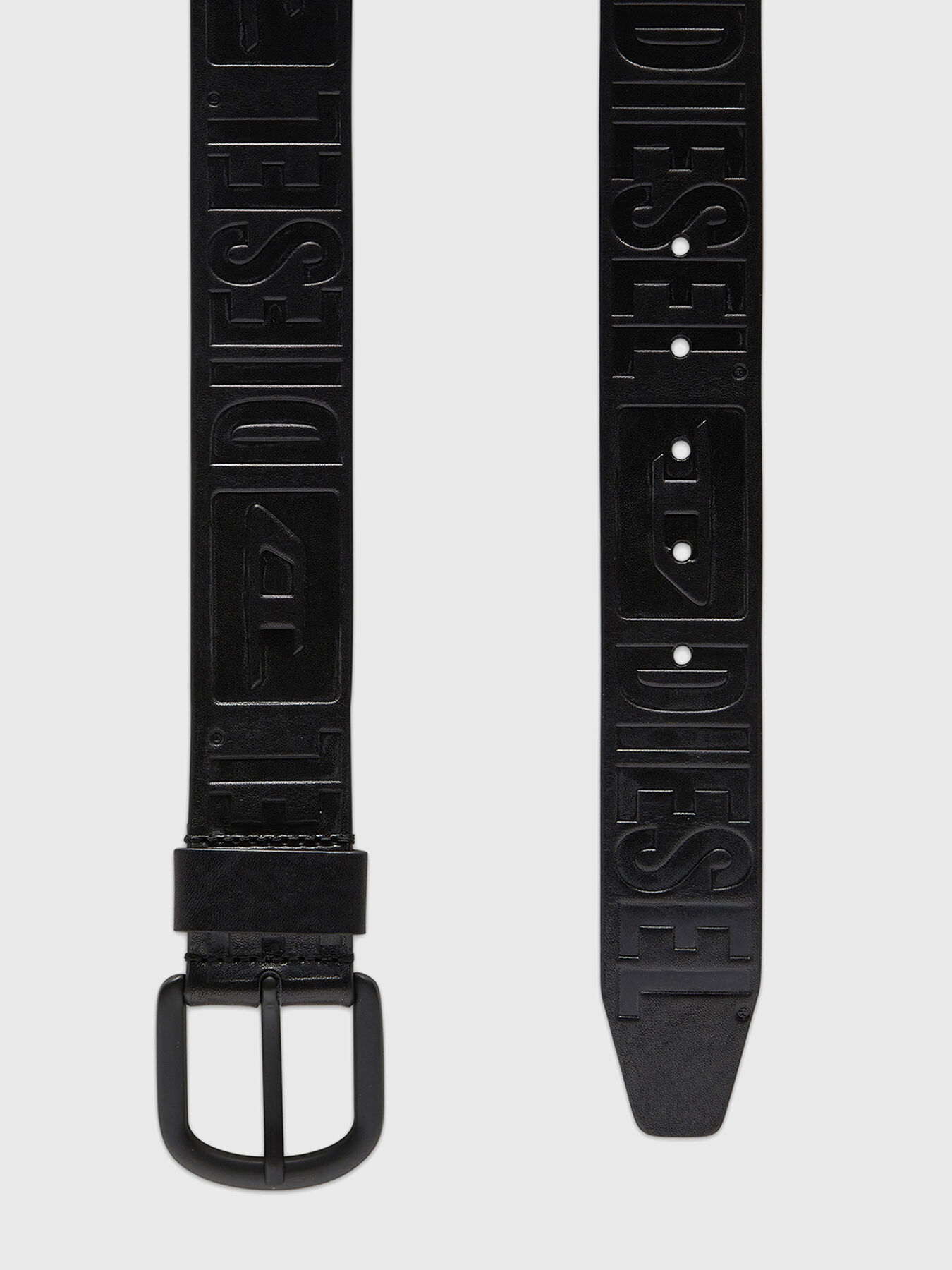 B-ARCHIVE II logo black leather belt brand DIESEL