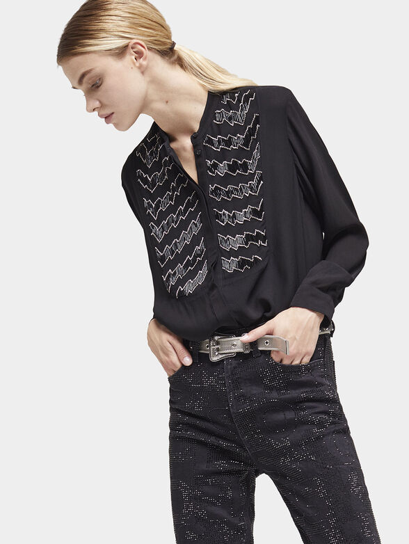 Shirt with shiny appliqués - 1