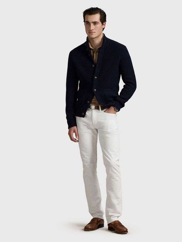 Waffle knit wool-cotton cardigan - 2