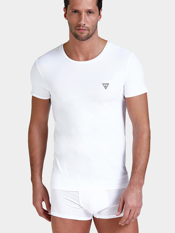 Памучна тениска с триъгълно лого - 1