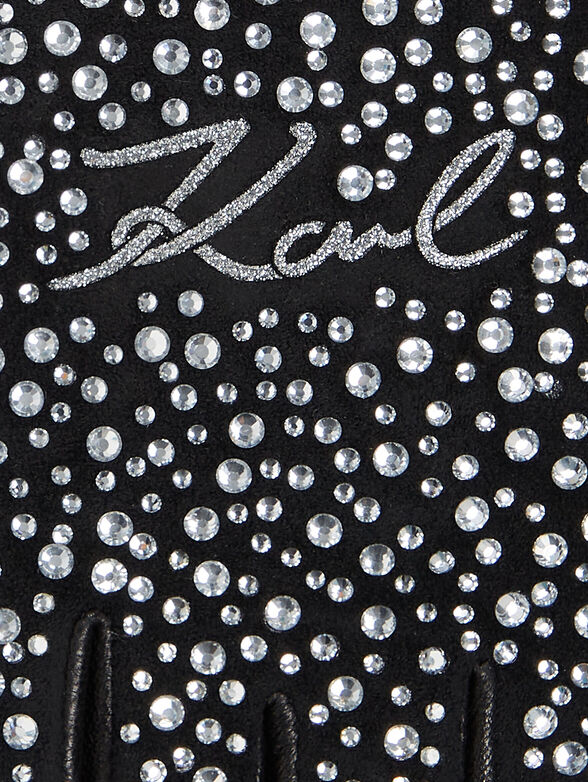 Gloves with appliqué crystals - 3
