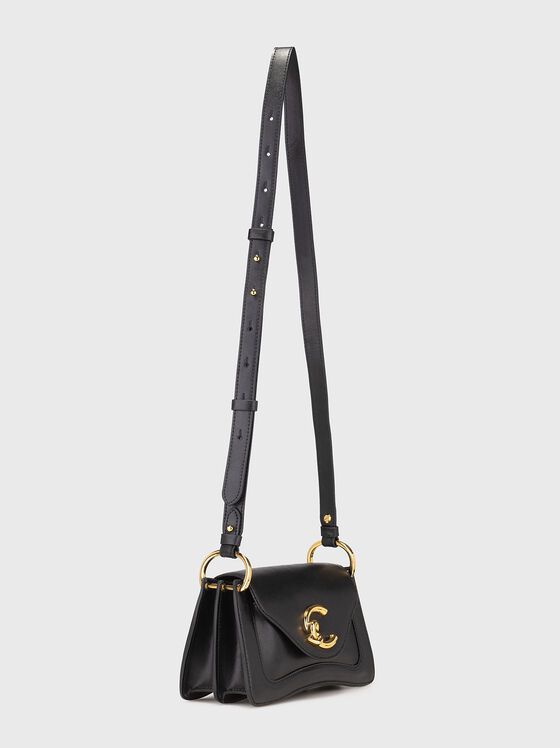 Малка чанта от естествена кожа със златисти детайли - 2