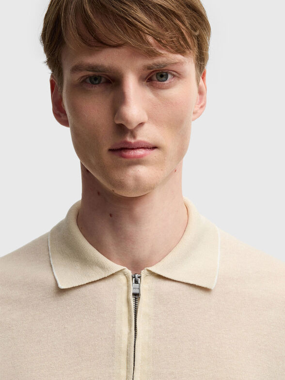 Linen logo polo shirt - 4