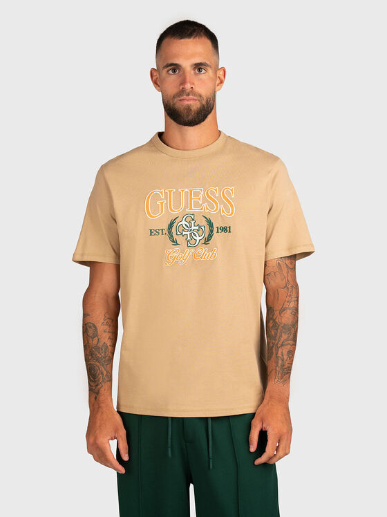 Тениска с овално деколте и лого бродерия - 1