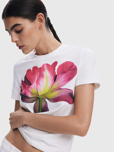 Cotton T-shirt with floral print - 5