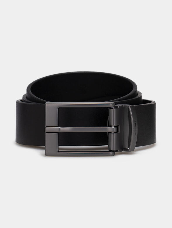 Leather belt with delicate logo inscription - 1