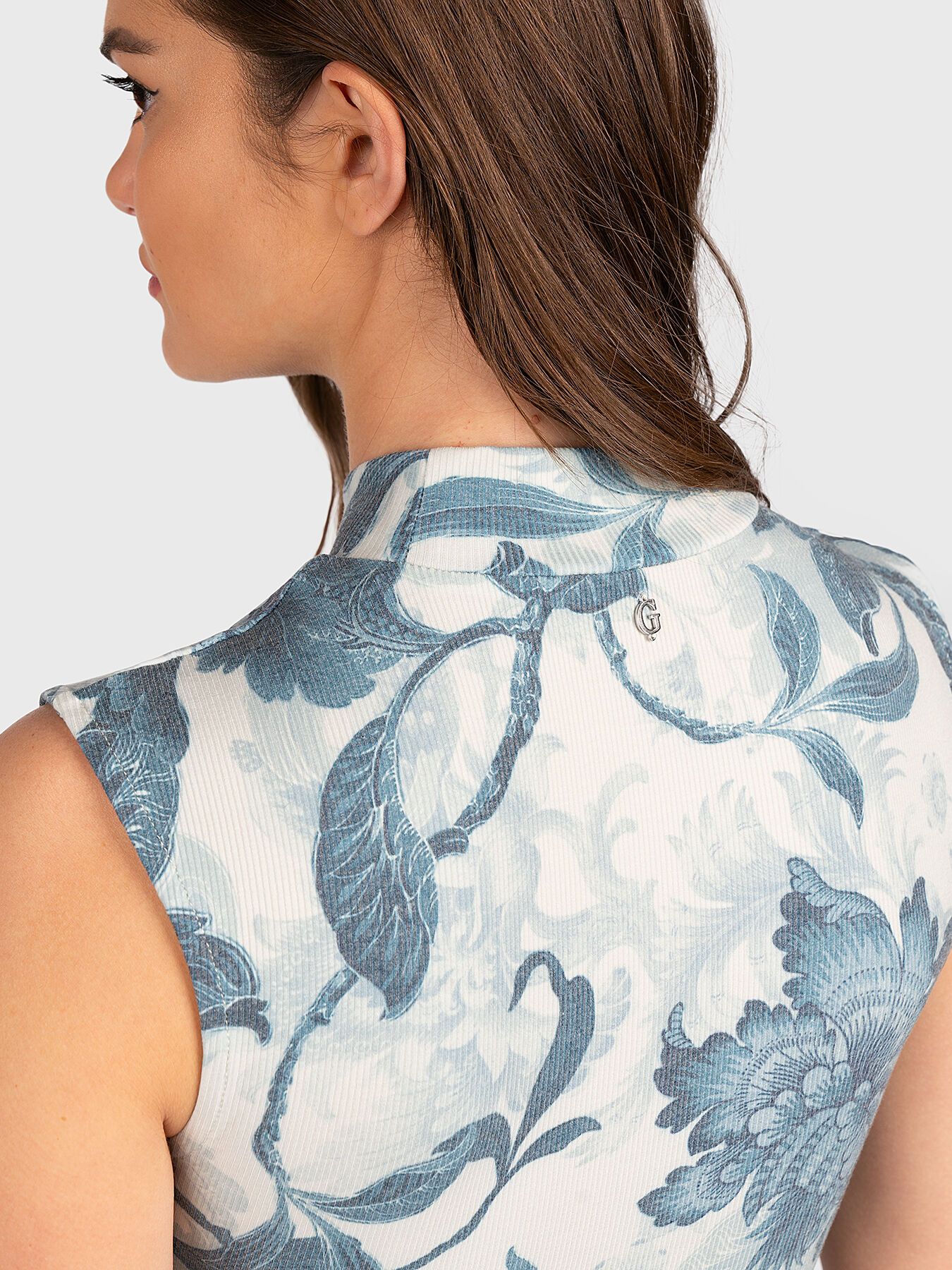 ELVIRA dress with high neck and floral motifs brand GUESS