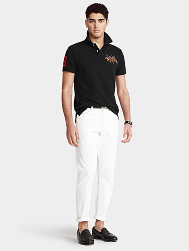 Black polo-shirt with logo embroidery - 3