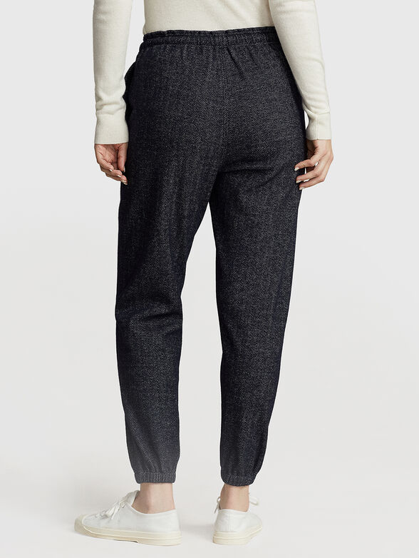 Dark blue wool blend trousers with laces - 2