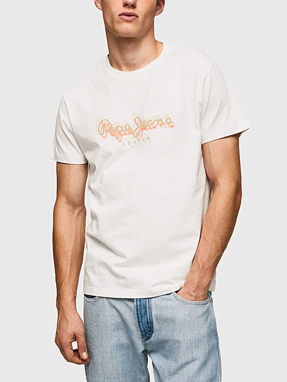 RICHME beige T-shirt with logo print - 1