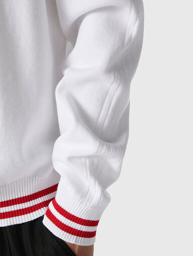 Cotton sweater with oval neckline and logo - 5