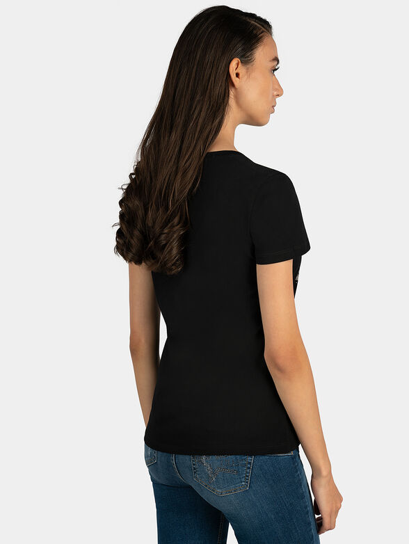 Black Т-shirt with print and rhinestones applications - 3