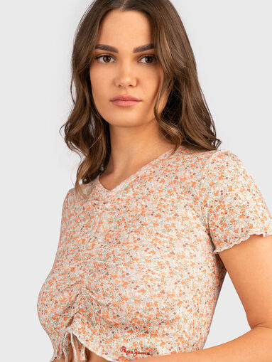 ONNIE cotton T-shirt with floral print - 5