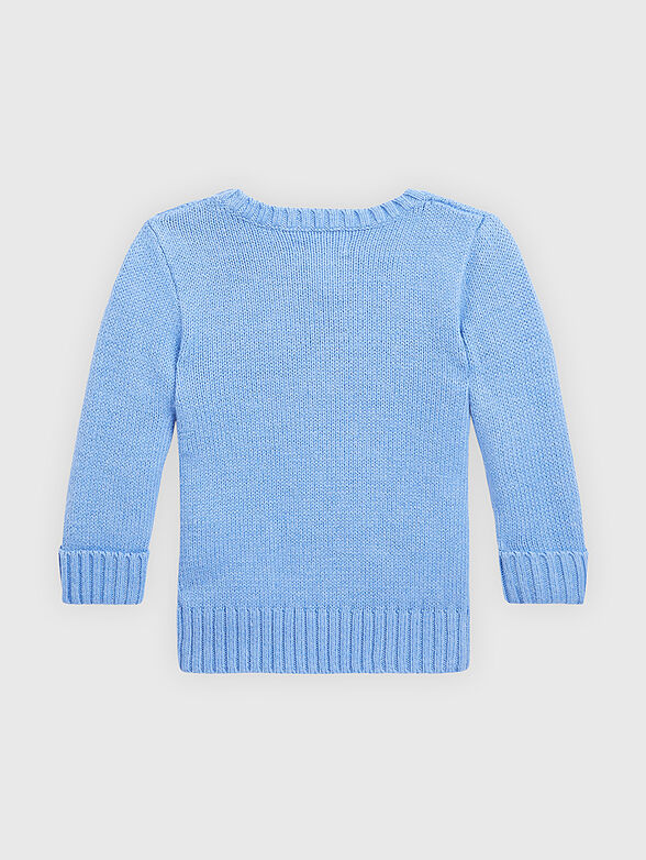 Blue sweater with colorful Polo Bear embroidery - 2