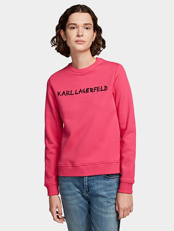 Cotton sweatshirt with graphic logo print - 1