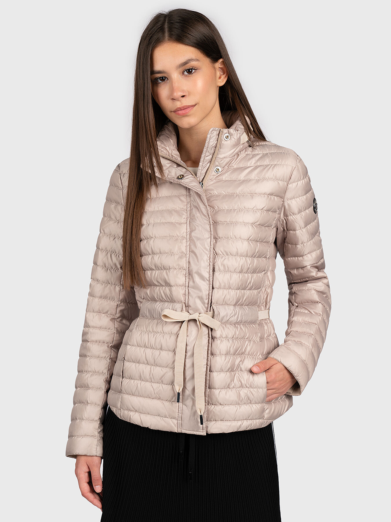 Beige jacket with belt brand MICHAEL KORS Globalbrandsstore en
