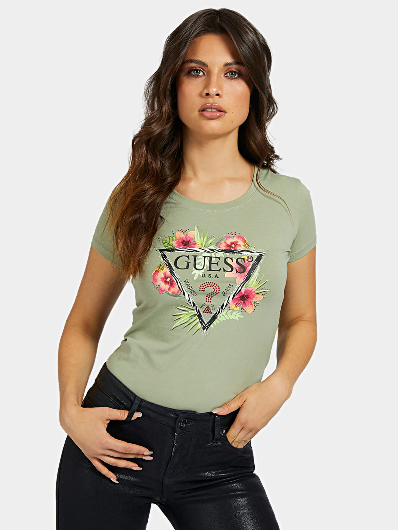 REBECCA Black t-shirt brand GUESS 