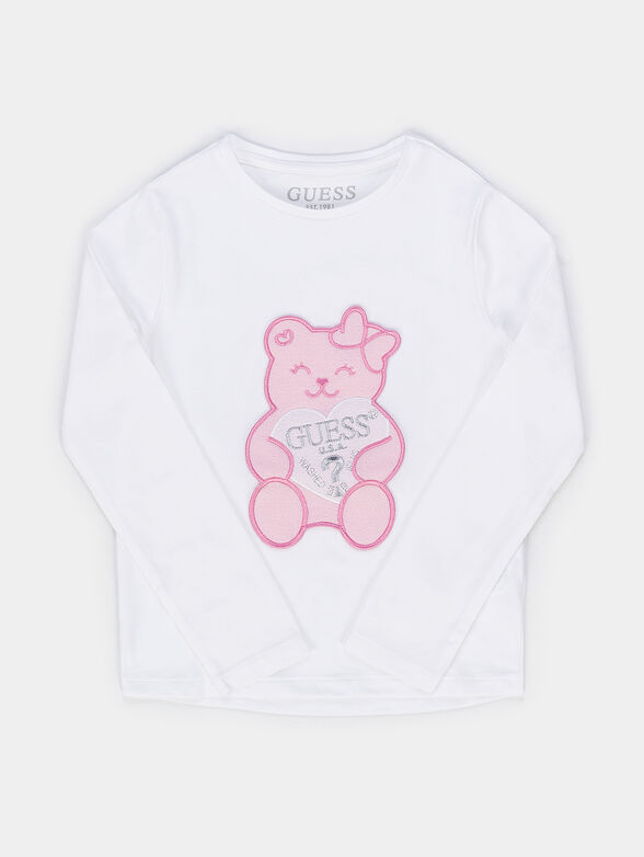 Long-sleeved blouse with teddy bear applique - 1