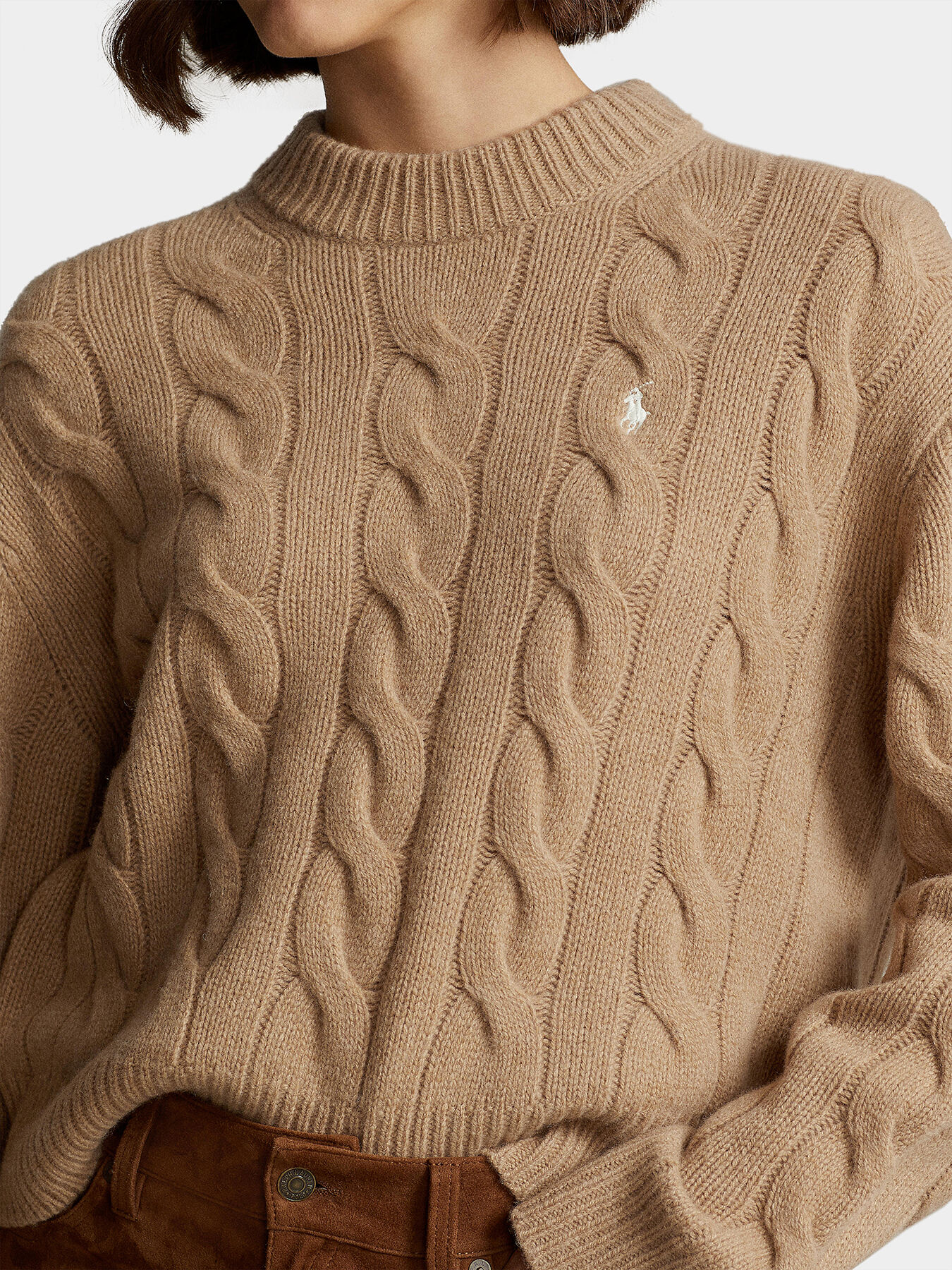 Beige sweater with logo embroidery brand POLO RALPH LAUREN