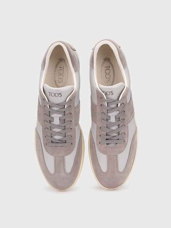 Leather sneakers with embossed logo - 6