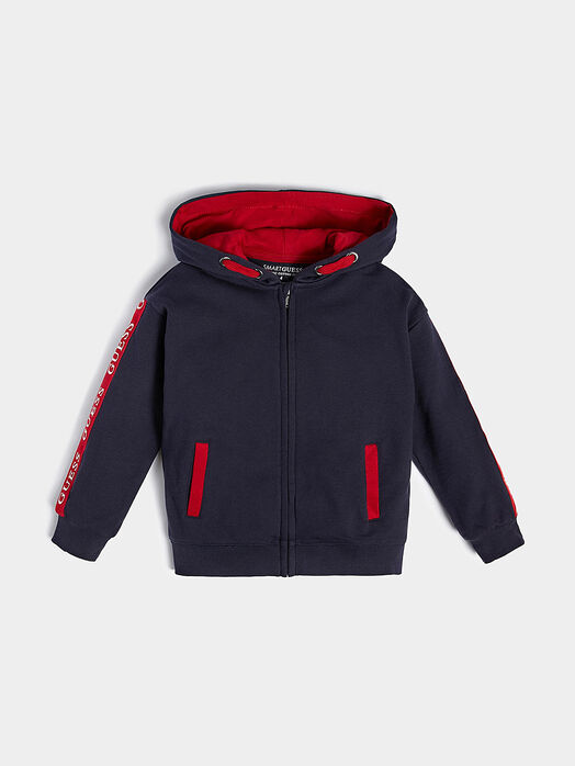 Cotton sweatshirt with zipper and hood