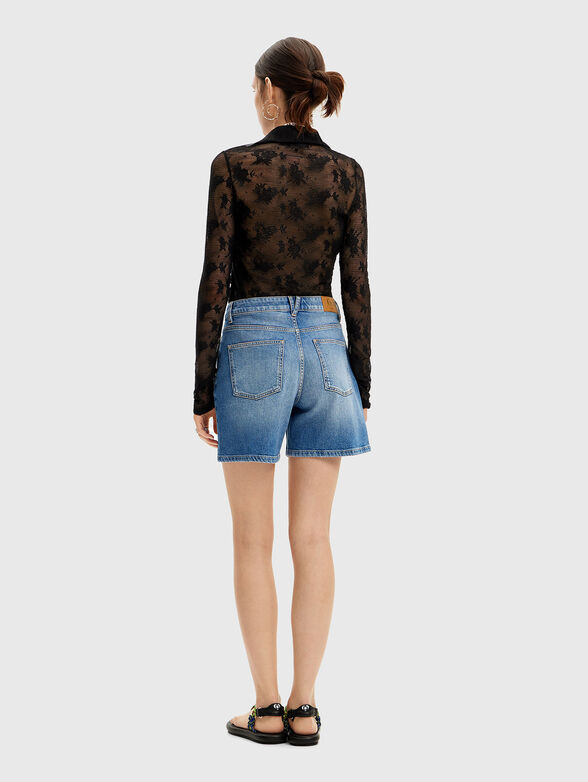 Denim shorts with floral embroideries - 2