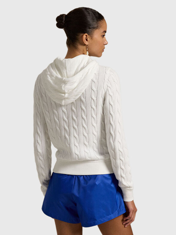 White cardigan with hood and zipper - 3