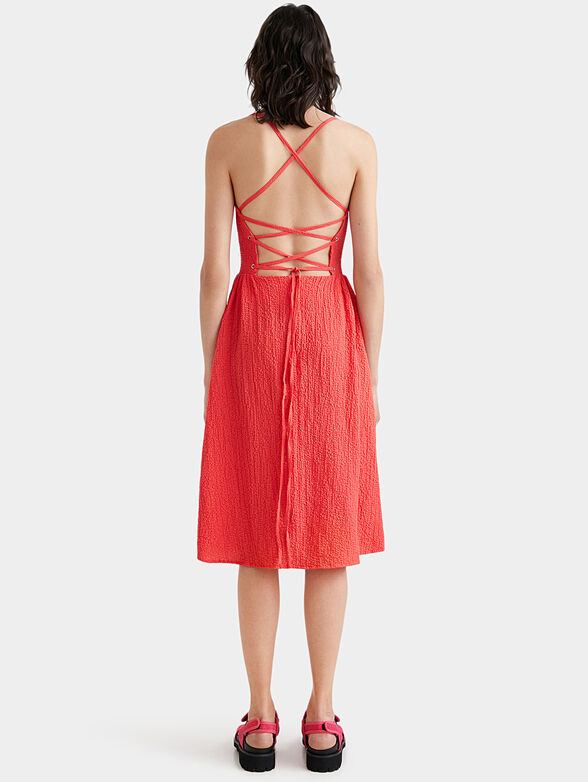 Dress in coral color with straps - 2
