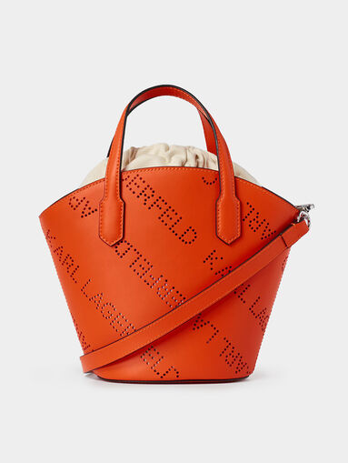 K/PUNCHED LOGO small tote bag in orange color - 4