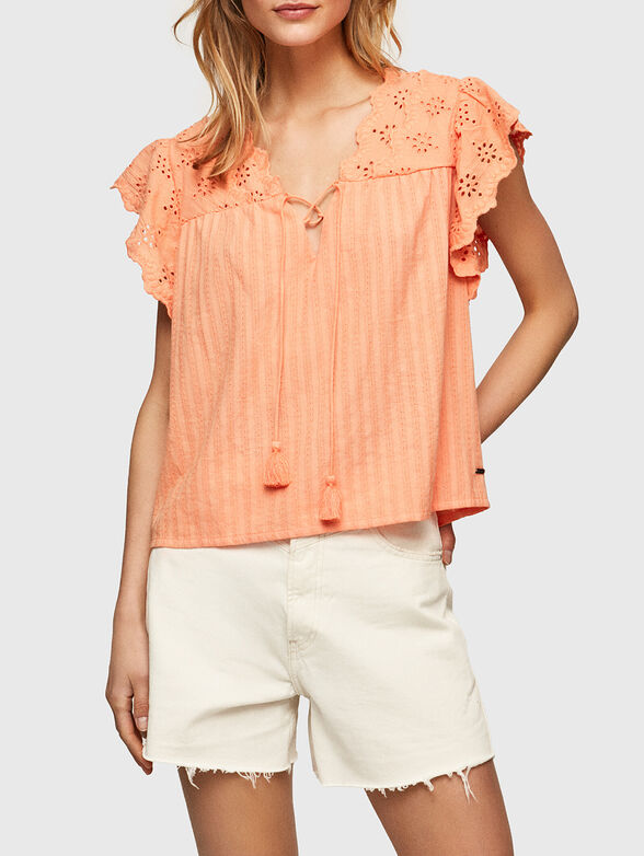 ANAISE black blouse with accent ties  - 1