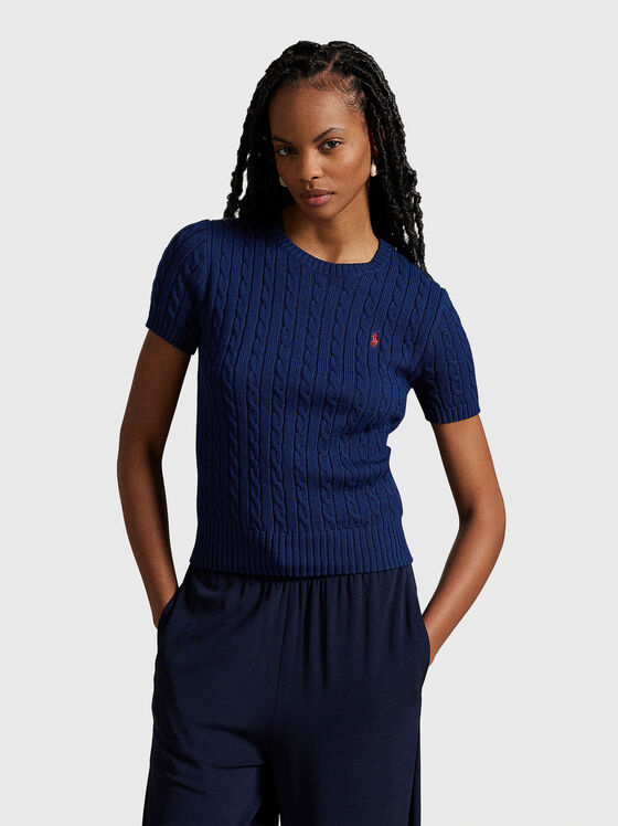 Cable knit cotton short sleeve jumper - 1