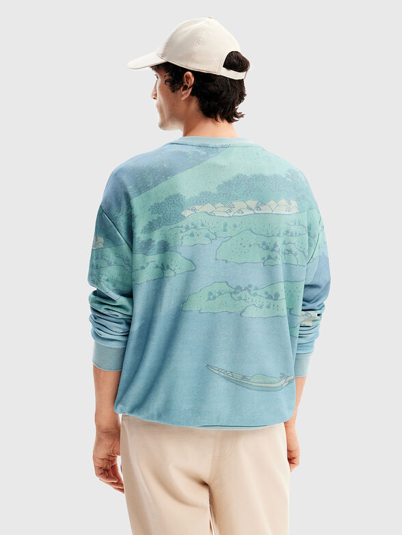 Blue sweatshirt with landscape design - 3