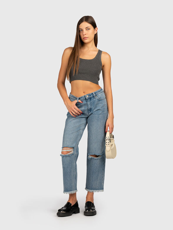 Ribbed knit cropped tank top - 2