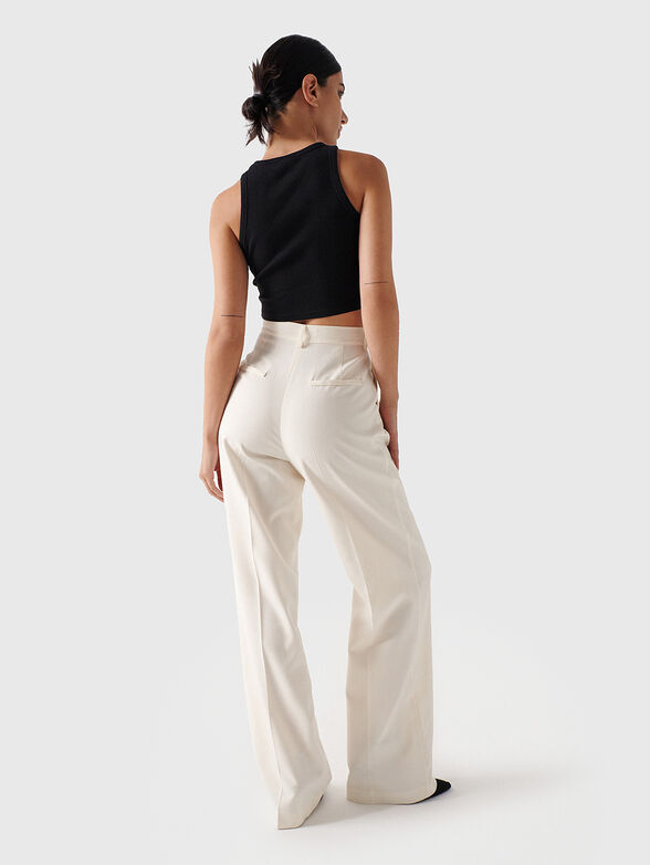 Wide leg ecru trousers - 2