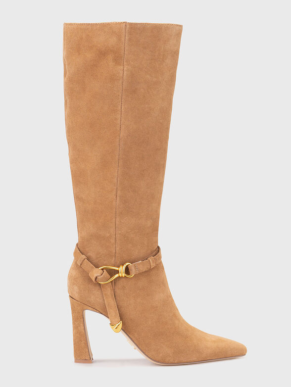 Beige suede boots - 1