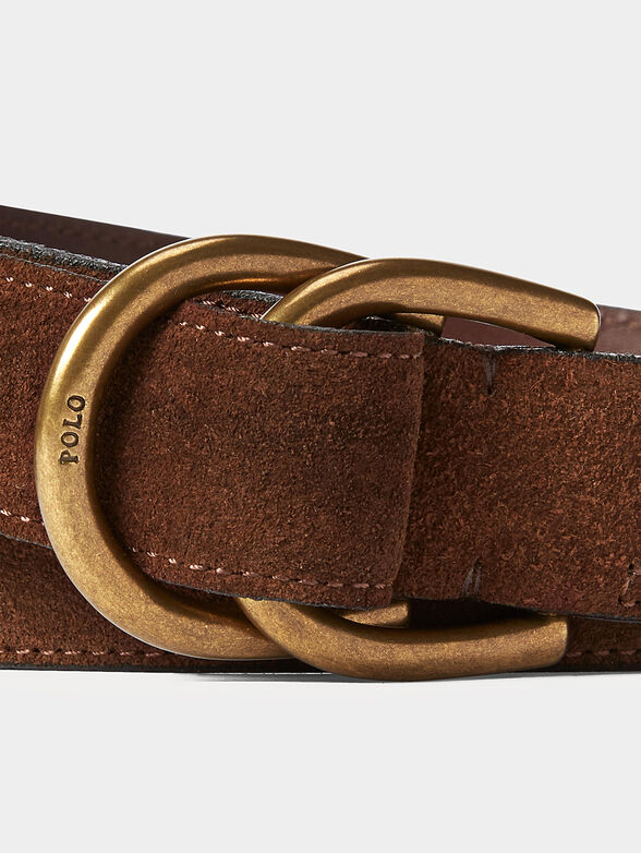 Brown suede belt with metal details - 2