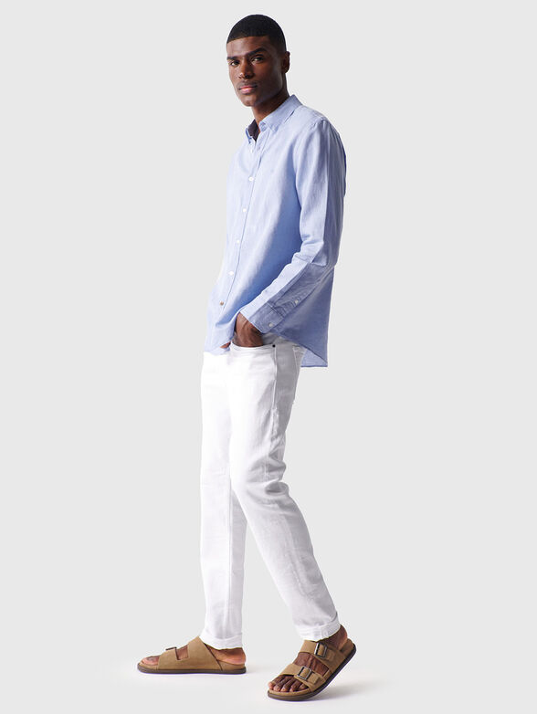 Light blue linen and cotton shirt - 3