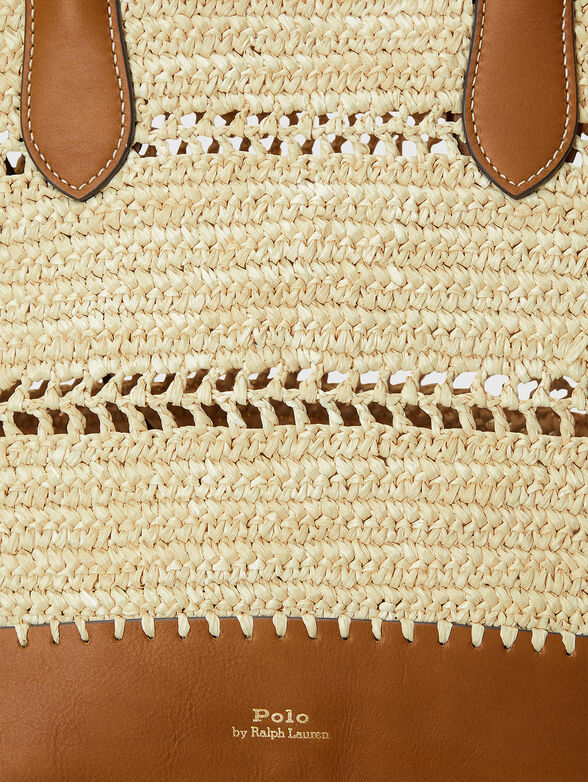 Knitted raffia bag with leather elements - 4
