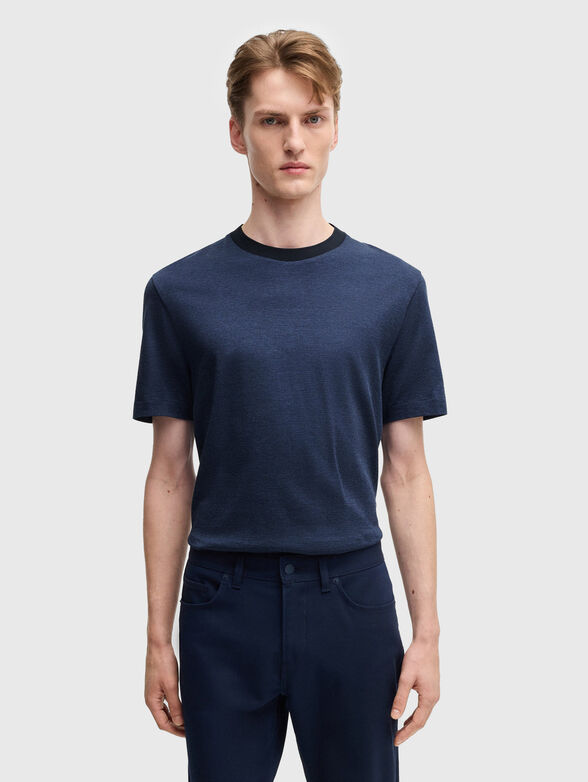 Cotton T-shirt with oval neckline - 1