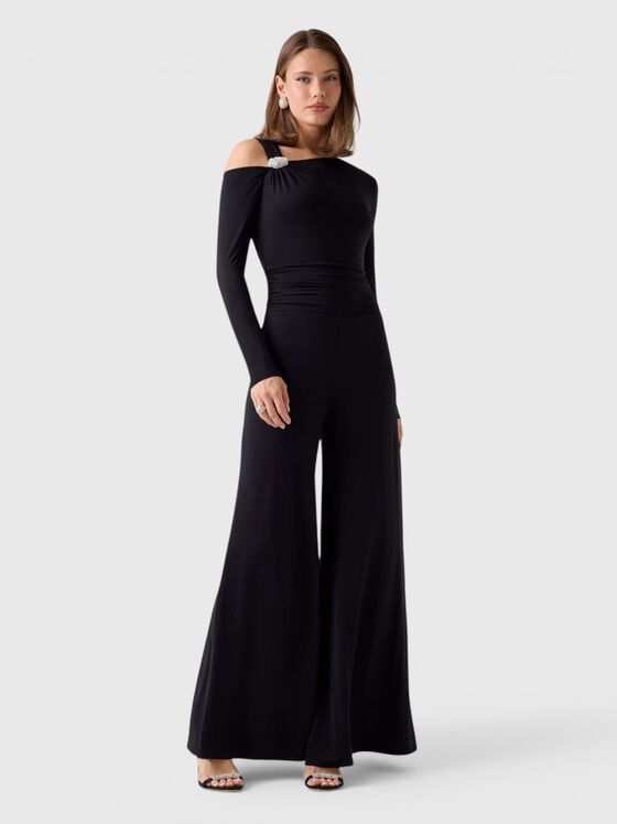 Flared jumpsuit with an asymmetrical neckline - 1
